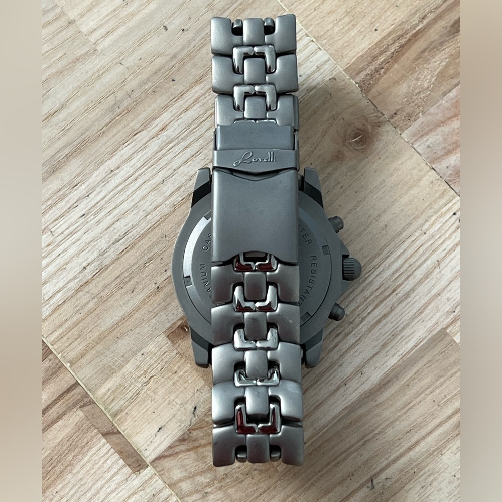 Lorelli Titanium Rare Men’s Chronograph Watch Yellow Dial Titanium Bracelet Date - Picture 12 of 15